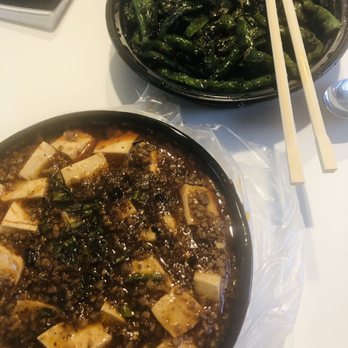 Red Tiger Dumpling House - Mapo tofu with ground pork; dry-sautéed string beans. Both great. - Shanghainese Near Me - Stony Brook, New York Red Tiger Dumpling House - Mapo tofu with ground pork; dry-sautéed string beans. Both great. - Shanghainese Near Me - Stony Brook, New York