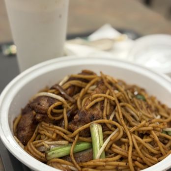 One Cafe - Empire Centre - Black bean sauce stir fried chicken and spaghetti + Hot drink $15. - Hong Kong Style Cafe Near Me - Richmond, British Columbia