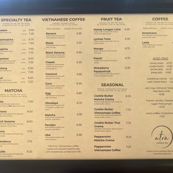 Atra Cafe - Menu - Coffee & Tea Near Me - Fountain Valley, California