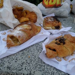 Croissanteria - (L to R) Apple croissant, vanilla/chocolate croissant, chocolate chip croissant