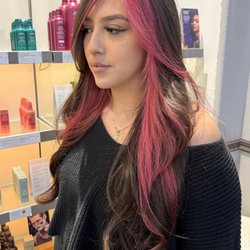 The Parlor Aveda - Pink face framing by Morgan
