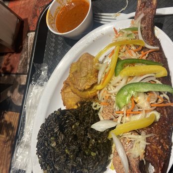 A. J. W Caribbean Restaurant - Crispy Red Snapper with Black Rice - Haitian Near Me - Colonie, New York