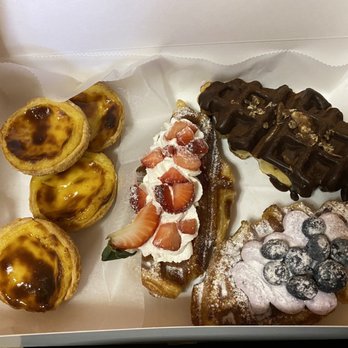 Croffle House - 4 egg tarts for $8 Strawberry croffle Chocolate croffle Blueberry croffle - Bakeries Near Me - Flushing, New York Croffle House - 4 egg tarts for $8 Strawberry croffle Chocolate croffle Blueberry croffle - Bakeries Near Me - Flushing, New York