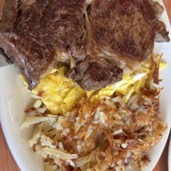 Steak and eggs breakfast