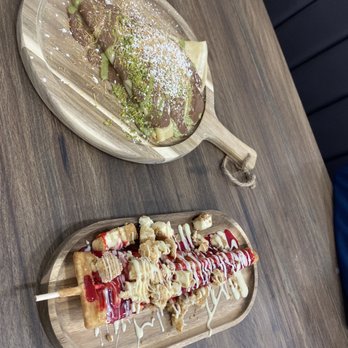 Chocolate House - Dubai Crepe & Stawberry (Cheesecake) waffle stick - Desserts Near Me - Yonkers, New York