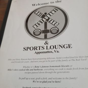 Rail Yard Restaurant - Menu - Sports Bars Near Me - Appomattox, Virginia Rail Yard Restaurant - Menu - Sports Bars Near Me - Appomattox, Virginia