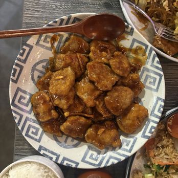 Red Dragon Asian Bistro - Crispy Mandarin Orange Plate with vegan meat - Asian Fusion Near Me - Carlsbad, California