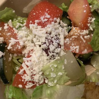 Mr Gyros - Greek salad is good with dusting of feta and kalamata olives (yum) - Mediterranean Near Me - Wilsonville, Oregon