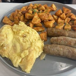 Eggs, sausage and potatoes
