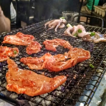 Gogi Time - Spicy Pork - 5 stars. Amazing flavor, my fave // Baby octopus - 3 stars. Hard to cook right, comes out rubbery (Sunday 2015-10-04) - Korean Near Me - Oakland, California