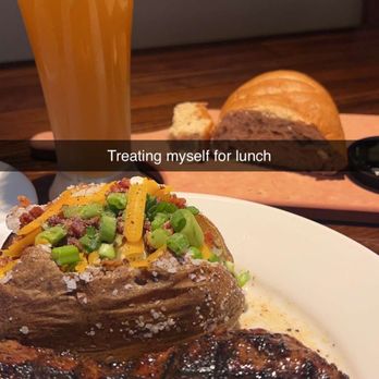 LongHorn Steakhouse - NY strip and Loaded Baked Potato w/ the fresh bread they always bring. And of course a Blue Moon to wash it down - Steakhouses Near Me - Mesa, Arizona