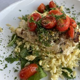 Special of the night-Cod with pesto and spinach and tomatoes over orzo Special of the night-Cod with pesto and spinach and tomatoes over orzo