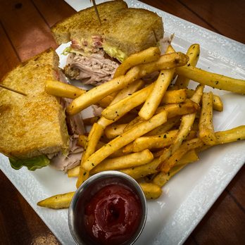 Cascades American Cafe - Turkey sandwich with a side of fries could easily serve two people. - New American Near Me - Nashville, Tennessee