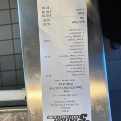 Penn Station East Coast Subs - Receipt for service