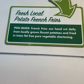 PICK-QUICK Drive In - a sign for fresh local potatoes - Burgers Near Me - Auburn, Washington PICK-QUICK Drive In - a sign for fresh local potatoes - Burgers Near Me - Auburn, Washington