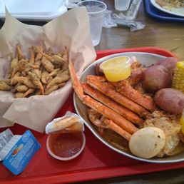 Fried crab claws $13.99, mixed seafood boil 31.99. Fried crab claws $13.99, mixed seafood boil 31.99.
