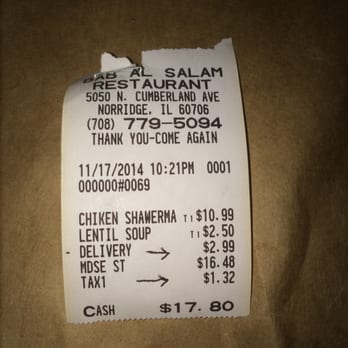 Bab Al Salam - Charging tax on delivery. - Middle Eastern Near Me - Norridge, Illinois Bab Al Salam - Charging tax on delivery. - Middle Eastern Near Me - Norridge, Illinois
