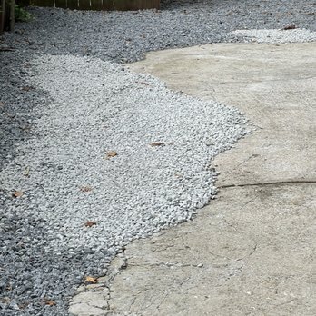 Boutte Tree - Trying to obfuscate the damage with gravel - Tree Services Near Me - Atlanta, Georgia Boutte Tree - Trying to obfuscate the damage with gravel - Tree Services Near Me - Atlanta, Georgia