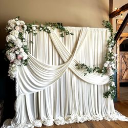 Seven Wonders Event Rental Service - Curtain backdrop bridal shower event