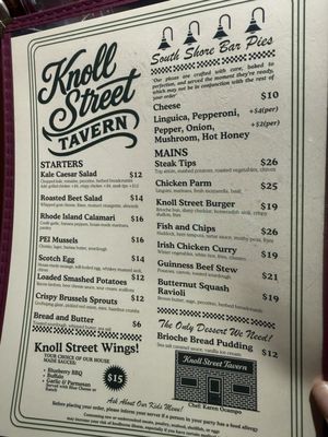 Menu photo 1 Knoll Street Tavern Boston, MA