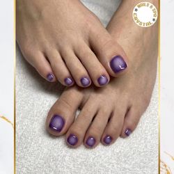 Crystal Nails & Spa - Soft Purple Perfection Fresh gel pedicure with a dreamy purple ombré finish. Clean, elegant, and perfect for any season.