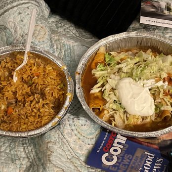 El Campesino - Rice and beans mixed along side Enchiladas Super Rancheras. - Mexican Near Me - Carnegie, Pennsylvania El Campesino - Rice and beans mixed along side Enchiladas Super Rancheras. - Mexican Near Me - Carnegie, Pennsylvania