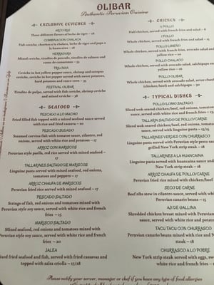 Menu photo 2 Olibar Peruvian Cuisine New Rochelle, NY Menu photo 2 Olibar Peruvian Cuisine New Rochelle, NY