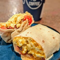 Artisan Coffee - Breakfast wrap and pour over coffee