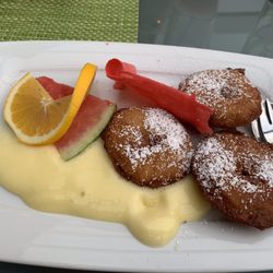 Fischerklause Zingst - Apfelringe mit Vanilleschaum