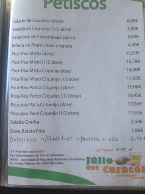Menu photo 2 Julio dos Caracois Lisbon, 11