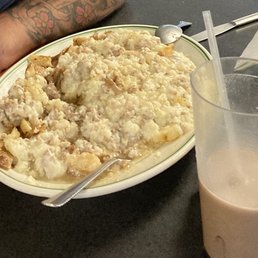 This is what my six foot tall, very hungry grandson left behind of his breakfast. This is what my six foot tall, very hungry grandson left behind of his breakfast.