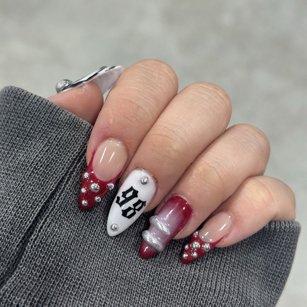 Daily Glam Nails - Studs and rings for my birthday set! - Nail Salons Near Me - Alameda, California