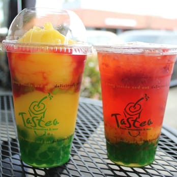 Tastea - Left to right: Mango All the Way and Peach Me Sweetea! - Juice Bars & Smoothies Near Me - Garden Grove, California