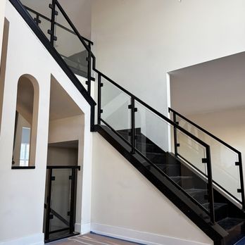 Best Chicago Railings - Glass stair railings with metal frame - Metal Fabricators Near Me - Schiller Park, Illinois Best Chicago Railings - Glass stair railings with metal frame - Metal Fabricators Near Me - Schiller Park, Illinois
