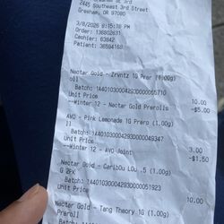 Nectar - Gresham 3rd - Receipt