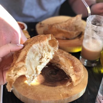Cafe Bubamara - Burek with cheese (burek with meat seen in background) - Modern European Near Me - Clifton, New Jersey