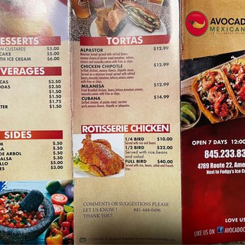 El Avocado Cafe - Current menu - Mexican Near Me - Amenia, New York