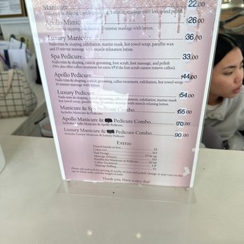 Apollo nailspa - Price menu - Nail Salons Near Me - Fresno, California