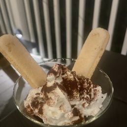 Chocolate Mousse with crisp ladyfingers.