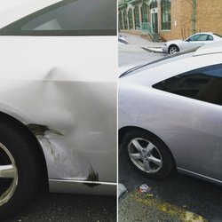 Rally Auto Body - Before and after shot of the damage