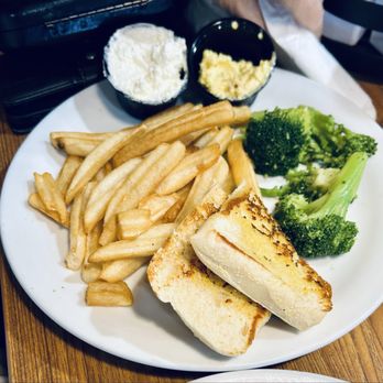 Denny's - 6/21/26 -  Wavy Cut French Fries, Broccoli, bread, in the monkey dish garlic butter - American Near Me - Newburgh, New York