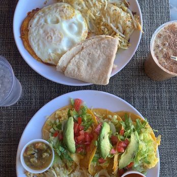 Cafe Lush - Bottom plate -Breakfast tacos and Top plate- Lushilada - Cafes Near Me - Albuquerque, New Mexico