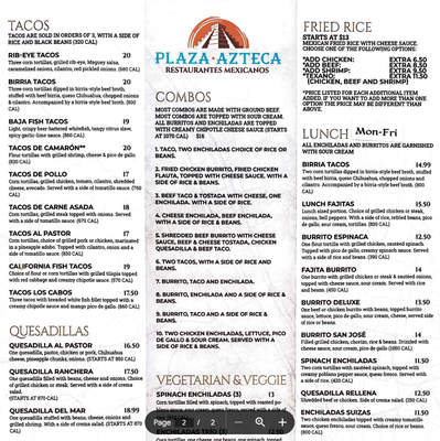 Menu photo 4 Plaza Azteca Sioux Falls, SD Menu photo 4 Plaza Azteca Sioux Falls, SD