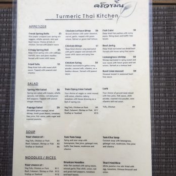 Turmeric Thai Kitchen - Menu 1 of 2 - Thai Near Me - La Jolla, California Turmeric Thai Kitchen - Menu 1 of 2 - Thai Near Me - La Jolla, California