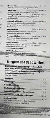 Menu photo 4 Longhorn Cafe Harper, TX