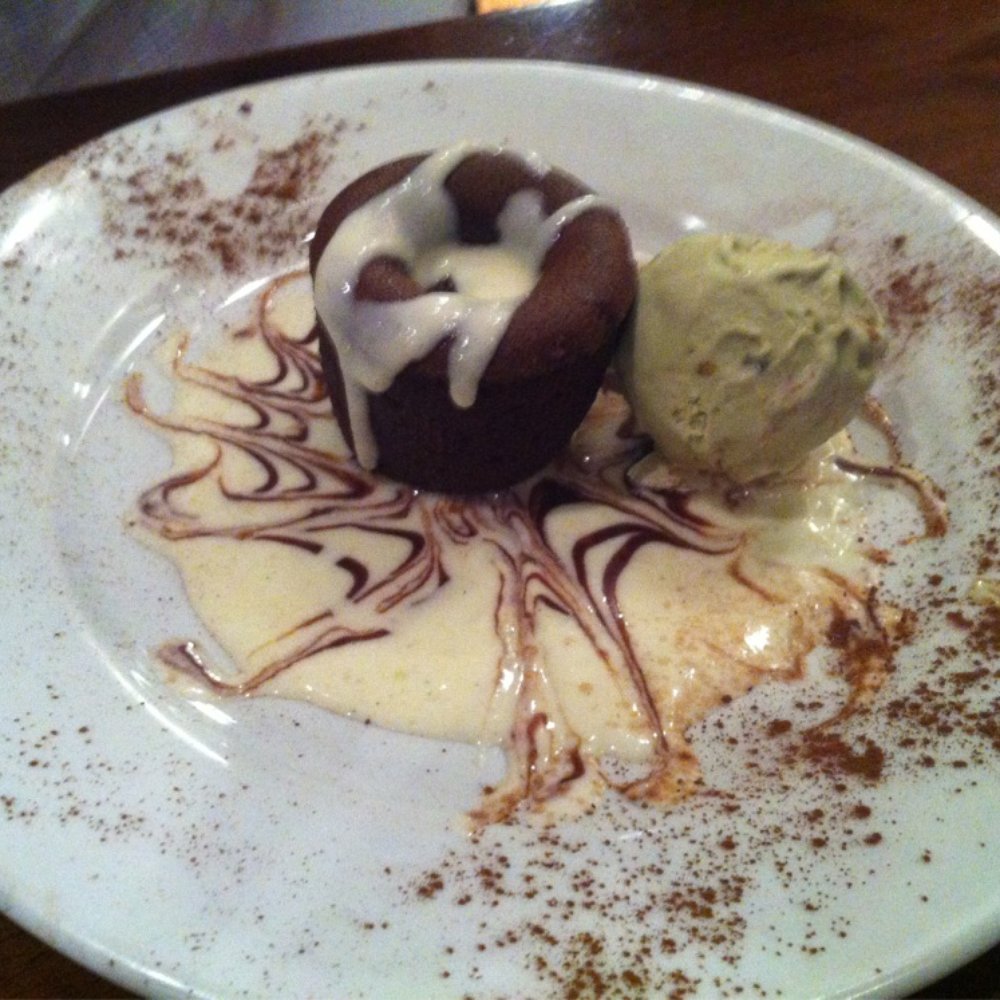Santore - Chocolate cake with Pistachio ice cream - Italian Near Me - London, XGL Santore - Chocolate cake with Pistachio ice cream - Italian Near Me - London, XGL
