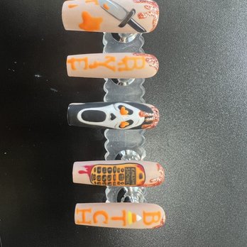 Lav Lux Nails - Ghost face hand painted pressons - Nail Salons Near Me - Reno, Nevada
