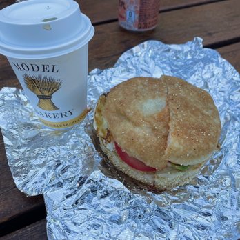 The Model Bakery - Coffee and English muffin sandwich - Bakeries Near Me - Napa, California The Model Bakery - Coffee and English muffin sandwich - Bakeries Near Me - Napa, California