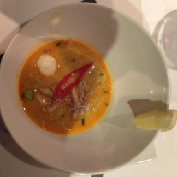 Soto ayam pedas - spicy soup of baby chicken with quail eggs and glassnoodles