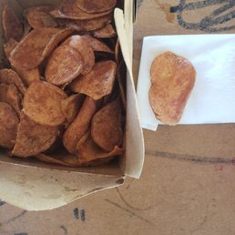a box of sweet potato chips a box of sweet potato chips